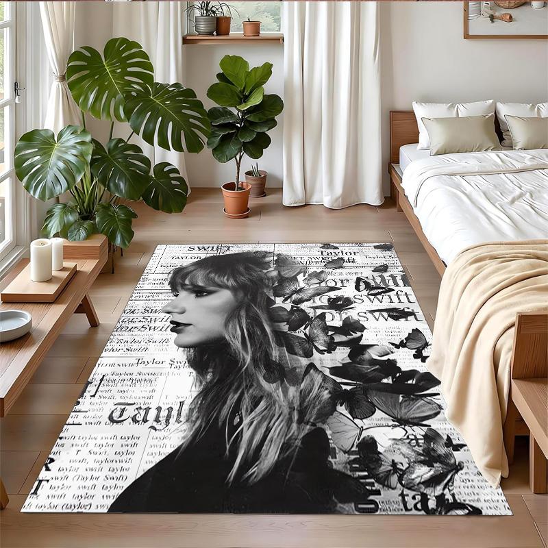 Tappeto in Velluto Cristallo Peluche Stampa Taylor Swift Anti?Indumenti da notte?Tappeto da Pavimento Resistente per Decorazione Domestica Interna
