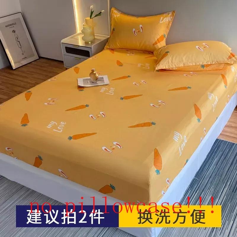 Fitted Bed Sheets Solid Non-slip Simple Bedroom Queen Size Washed Comfortable Tender Durable Antibacterial Modern Mattress Cover