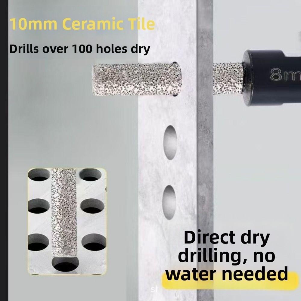 4pcs Hexagonal Shank Ceramic Tile Drilling Bit Dry-drilling M10 Thread Tile Hole Opener 6/8/10/12mm Brazing Tile Drill Bit