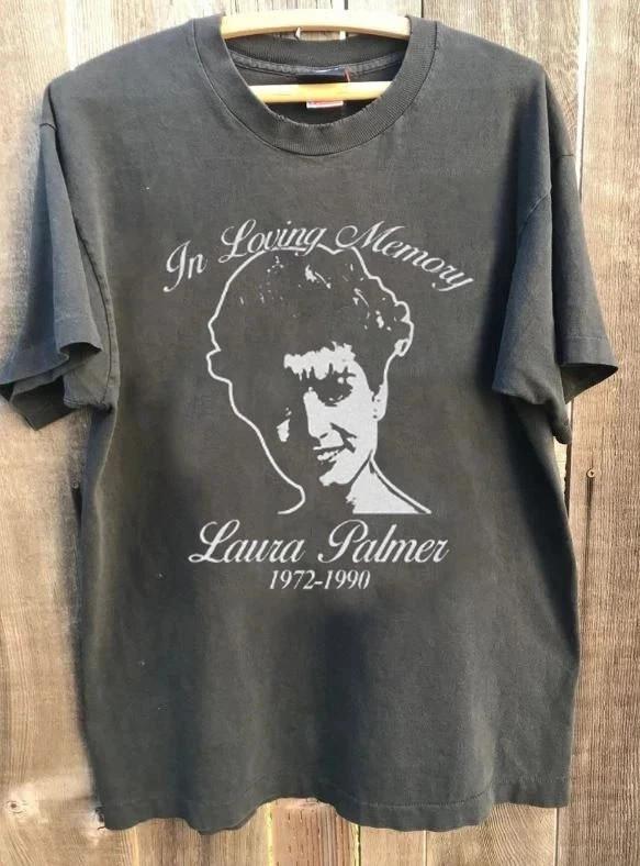 Vintage Laura Palmer Twin Peaks Rare Design Charcoal Unisex T shirt XXXXL