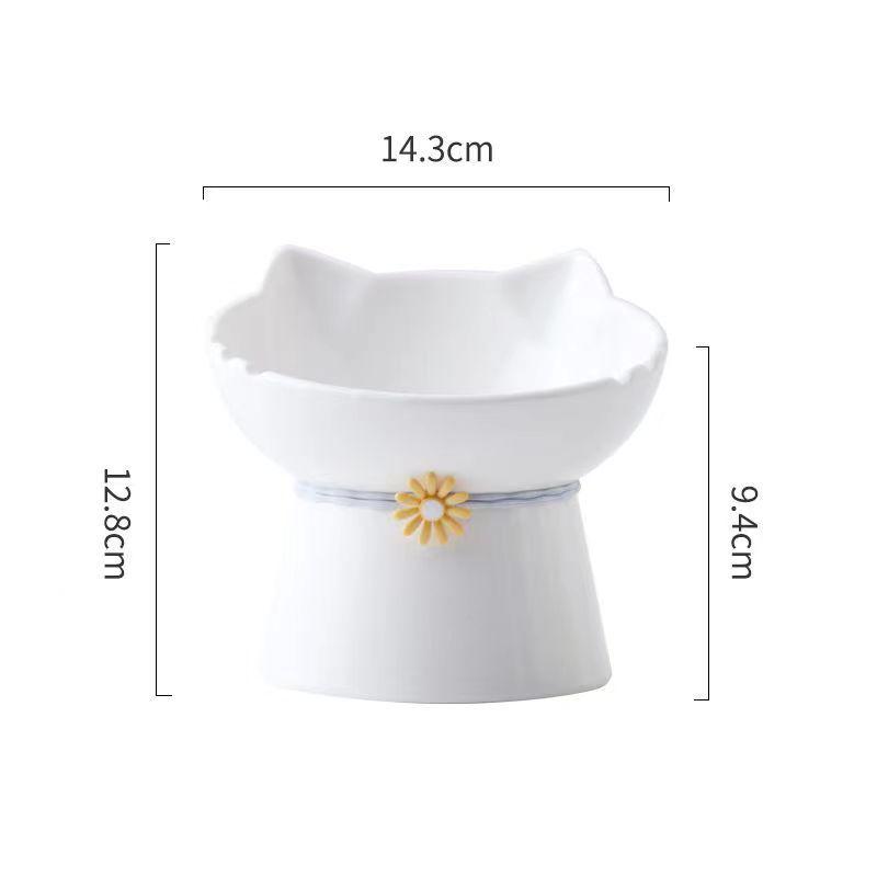 Ceramic Anti-Spill Cat and Dog Bowl with Slanted High-Footed Design