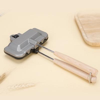 Comfortable Grip Breakfast Pot Wooden Handle Useful Handheld Sandwich Making Mold