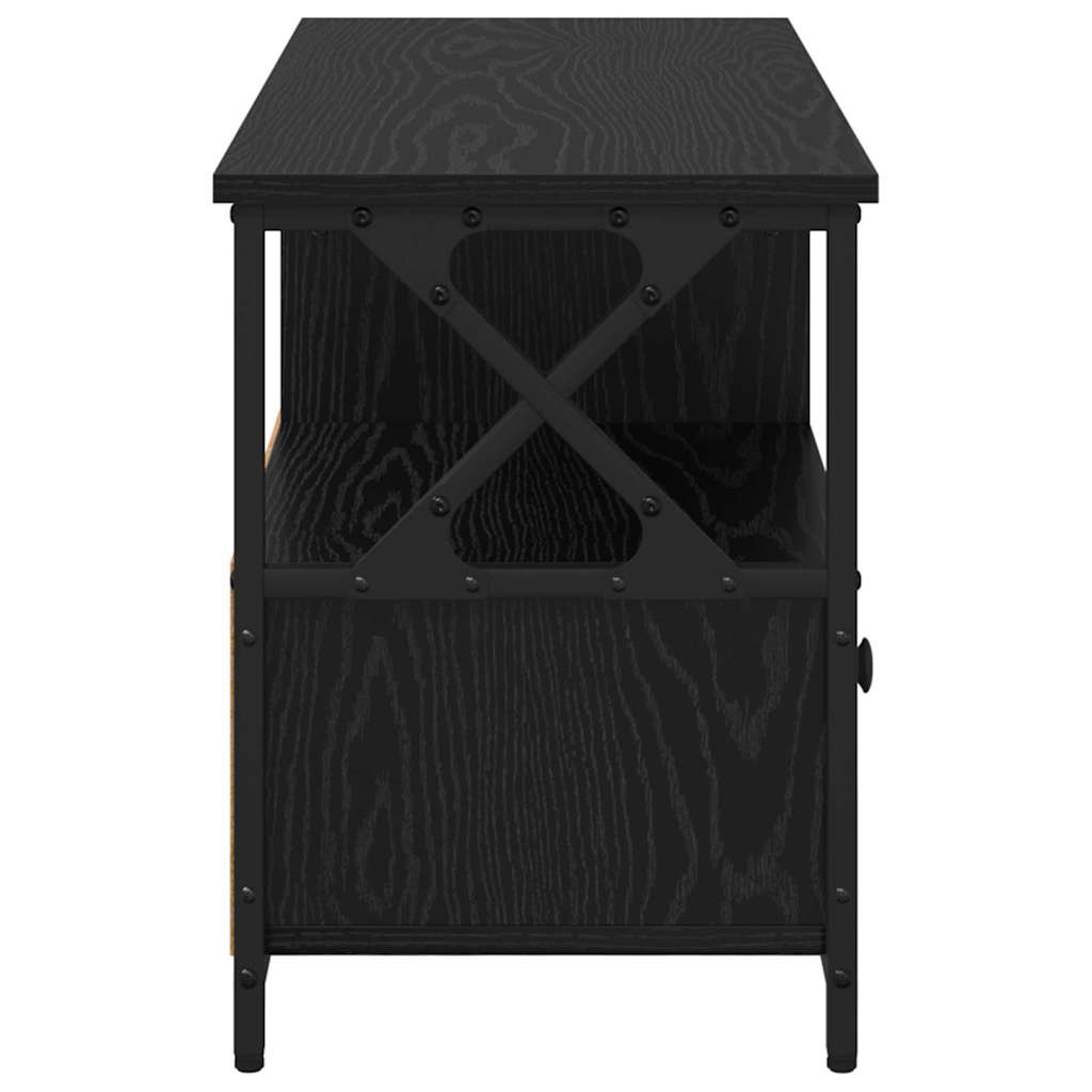 TV Stand with Drawers Black Oak Effect 90 x 33 x 45 cm