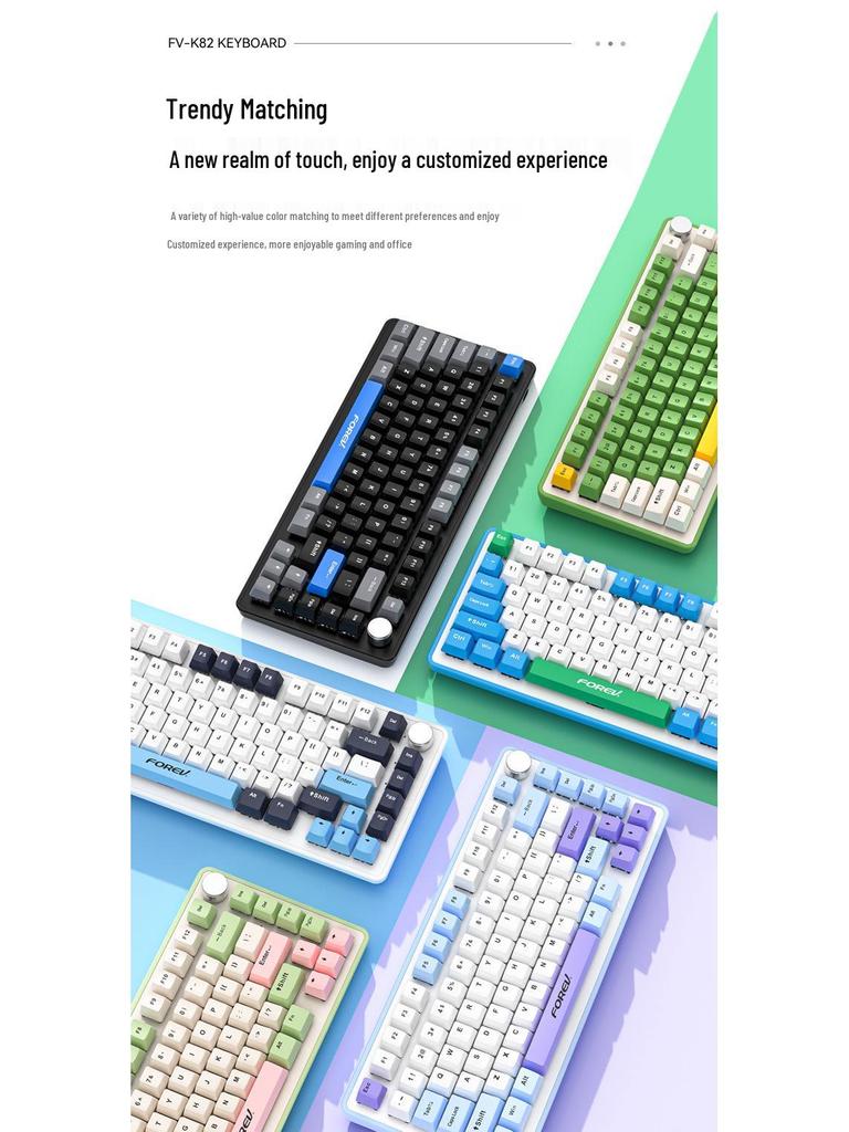 RGB Russian Co-branded Custom Three-Mode Wired Gaming Mechanical Keyboard