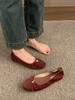 IPPEUM Women Ballerina Shoes Satin Round Toe Mary Janes Ballet Flats
