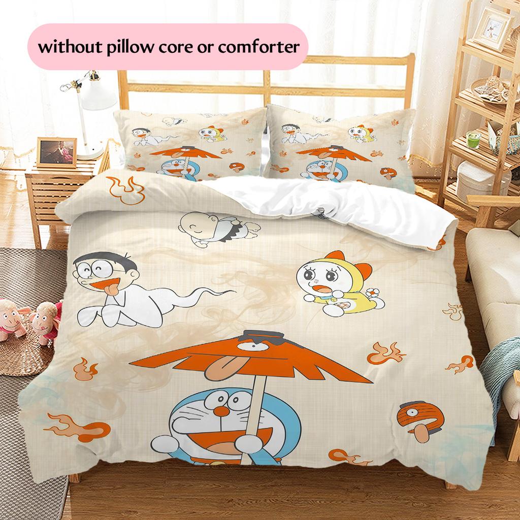 Doraemon Pattern Bedding Quilt Set Home Decoration Gift (1 * duvet cover + 2 * pillowcase without core)