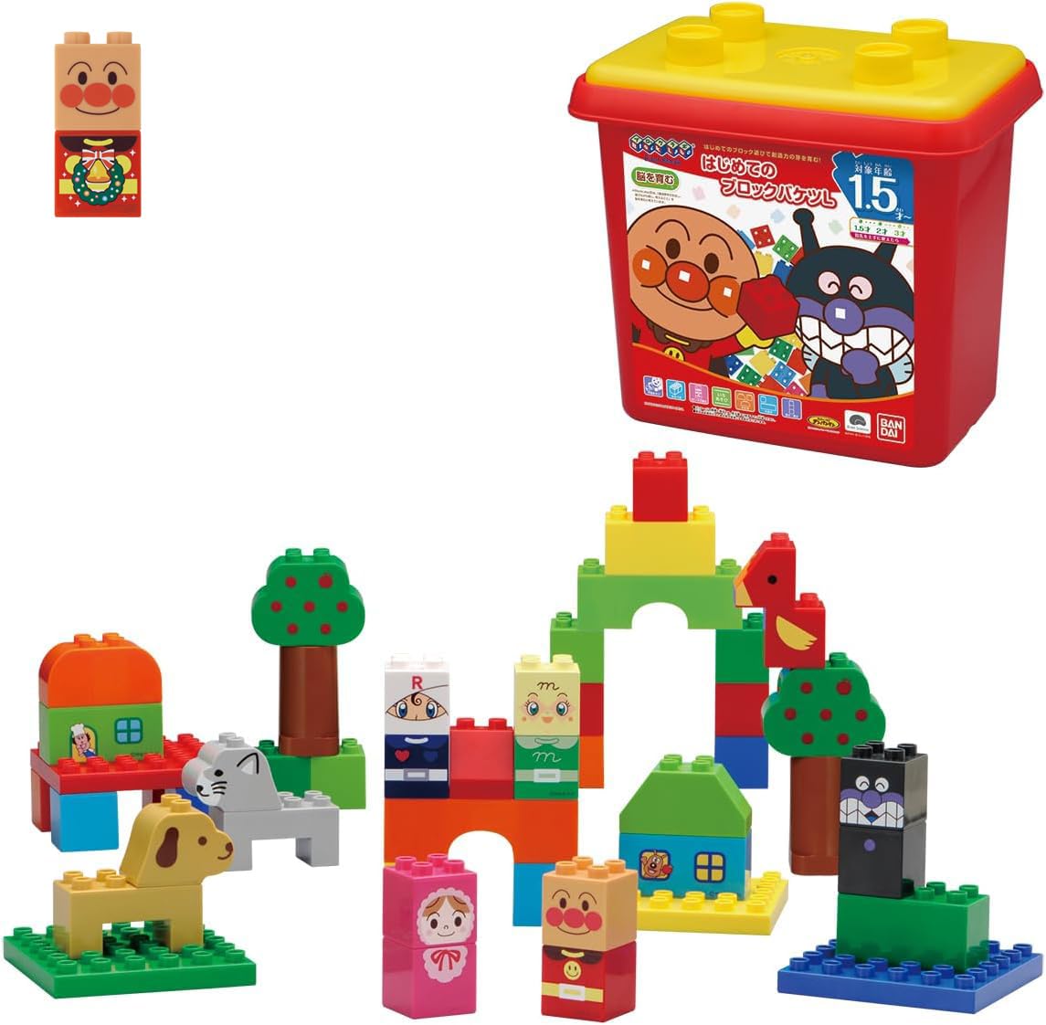 [BANDAI] BlockLabo Анпанман Первый Ведерко с Кубиками L (Зимний бонус 2025: Включает оригинальные блоки)