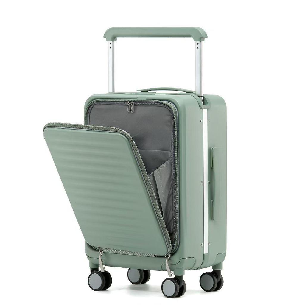 Women's 20-Inch Front-Opening Aluminum Carry-On Luggage 2025, Large Capacity with Wide Pull Rod