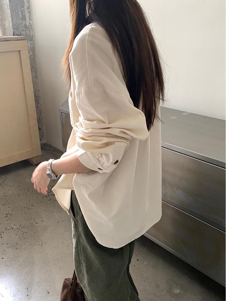 Women's Retro Japanese Corduroy Cotton Long Sleeve Shirt
