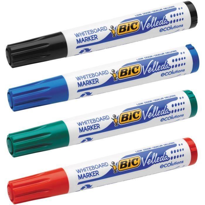 BIC Velleda 1701 ECOlutions Dry Erase Whiteboard Markers with Medium Bullet Tip - Blister Pack of 4