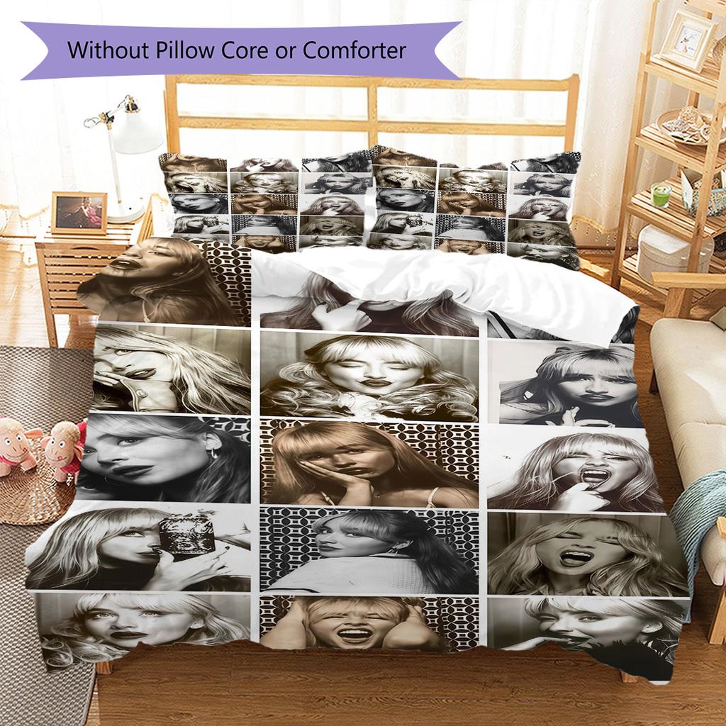 Sabrina Carpenter Bedding Quilt Set Quilt Cover Pillowcase Home Decoration Birthday Gift (1 * Duvet Cover + 2 * Pillowcase, Without Core)