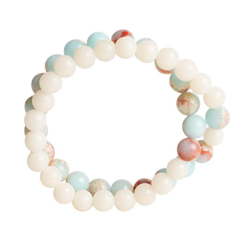Putuo Mountain Cultural and Creative White Jade Bodhi New Chinese Style Original Bracelet with Shoushan Stone Fortune Beads Exquisite Women's