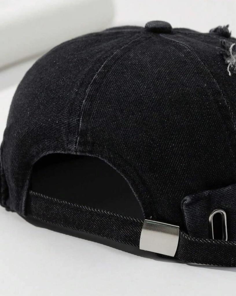 Sproutsy Men's Fisherman's Cap, Docker Hat, Vintage Retro Distressed Denim (Black)