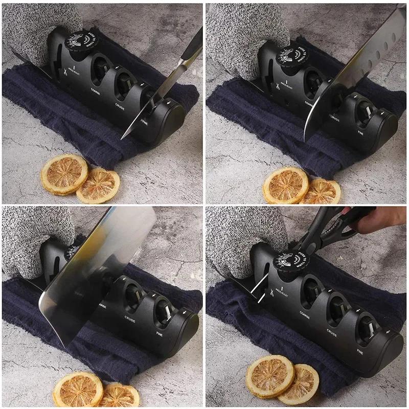 Knife Sharpener Angle Adjustable 4 Stages Scissors Sharpening Stone Professional Kitchen Grinder Knives Whetstone Sharpener Tool