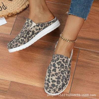 2022 Women's Casual Canvas Half-Slippers: European & American Style, Large Size, Flat & Comfortable