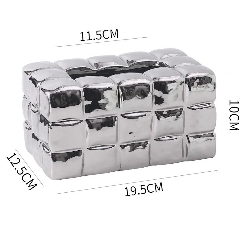 

Гальванизированная керамическая коробка для салфеток, креативный держатель для салфеток, скандинавское украшение для дома, художественная коробка для хранения салфеток в гостиной серебряный