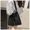 New Fashion Drawstring Shoulder Bag Travel Casual Nylon Tote Bag Waterproof Basic Style Crossbody Bucket Bag Women