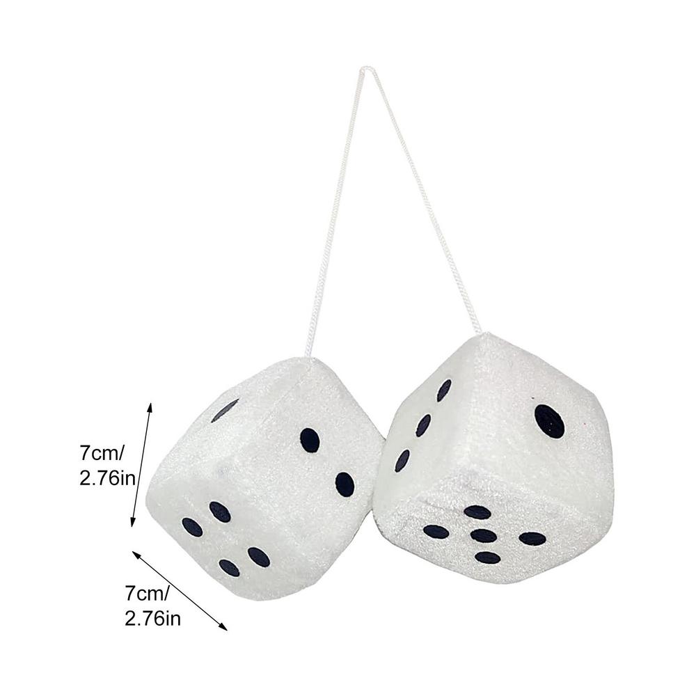 Car Hangable Decoration Fuzzy Dice Auto Rear Mirror Plush Dice Soft Car Charm Interior Ornament Small Decorative for SUV Vehicle