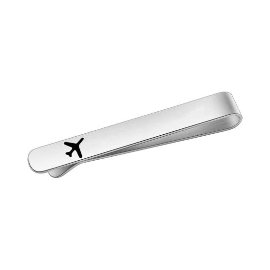 1/2/3/4/5Pcs Tie Clip Airplane Pattern 304 Titanium Steel Tie Clips Nickel-Free Finish Business Meeting Tie Clip Men Weddings Daily Wear