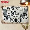 Vintage Tin Wall Sign Time To Sit On Porch Decor Metal Art Home Gift