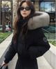 [Fleece] Winter year thin new fur collar hooded cotton-padded coat waist thickened short cotton-padded coat women's coat