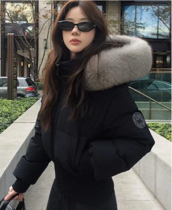 [Fleece] Winter year thin new fur collar hooded cotton-padded coat waist thickened short cotton-padded coat women's coat