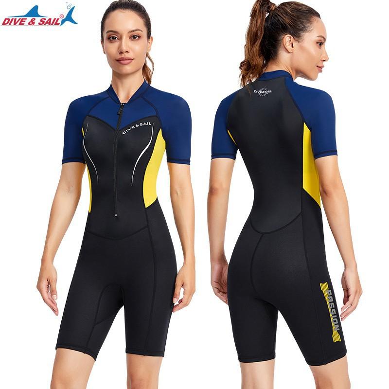 Unisex 1.5mm Neoprene Snorkeling Wetsuit Short Sleeve Shorts Swimming Diving Surfing Winter