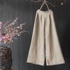 Women's Cotton Linen Wide-Leg Cropped Pants - Solid Color, Loose Fit, Retro Casual for Spring, Summer, Autumn