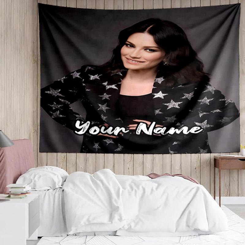 Benutzerdefinierter Name Laura Pausini Druck Wandteppich, Hintergrund, Einfache Montage, Ideal für Schlafzimmer, Büro & Wohnzimmer, mit Ästhetischer Wanddekoration zum Aufhängen.