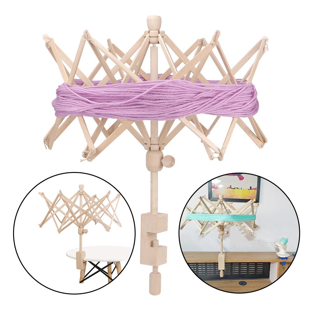 1pcs Manual Umbrella Shape Wooden Yarn Winder- Handcrafted DIY Knitting Crochet Tool for Wool Yarn Thread- No Electricity Needed