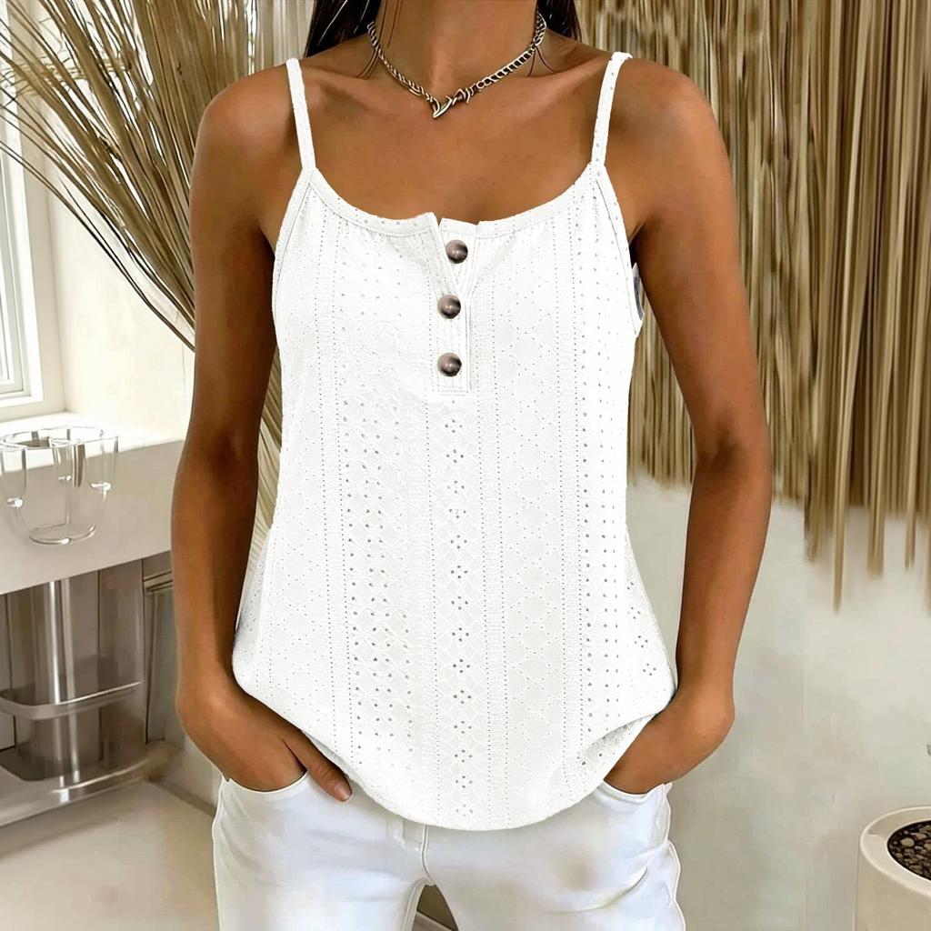 Ärmelloses Damen-Tanktop mit Knopfleiste und Farbe für legere Sommerkleidung