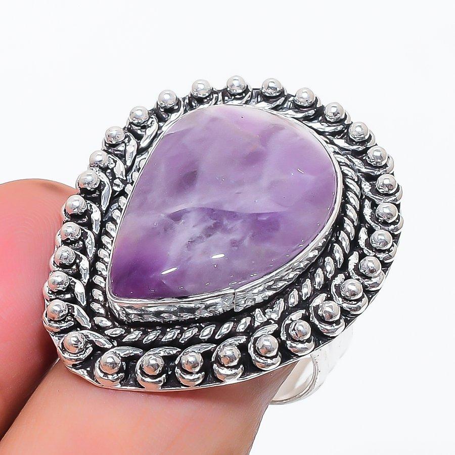 

Ювелирное кольцо из стерлингового серебра 925 пробы с шалфейным аметистом, размер 9
