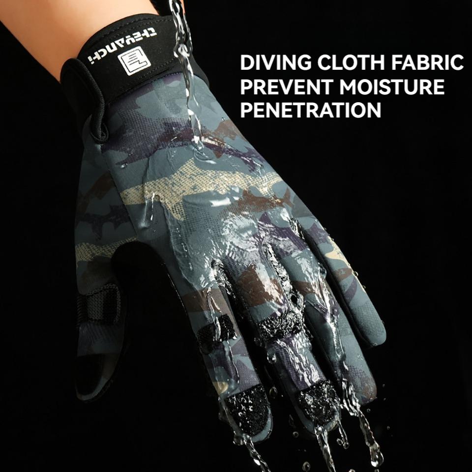 Gobygo Fishing Gloves Flip Finger Touch Screen Waterproof Wear-Resistant Outdoor Riding Thickened Silicone Anti-Slip Men Women