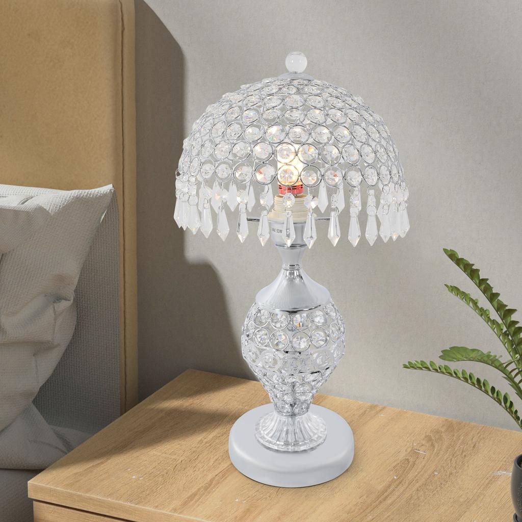Silver Mermaid Crystal Table Lamp - Modern Luxury Decorative Lamp with Push Button Switch & E26 Holder for Bedroom, Cafe Decor
