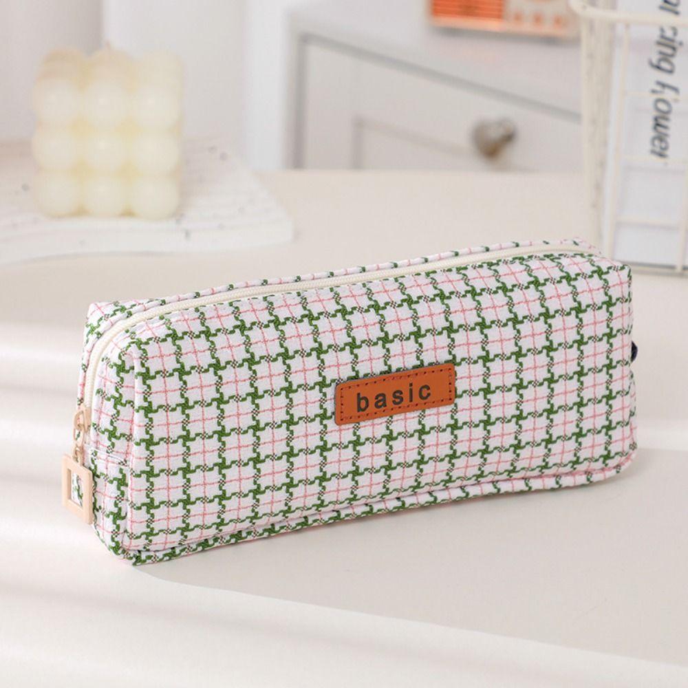 INS Simplicity Woven Pencil Case Large Capacity Pen Bag Stationery Bag Cosmetic Storage Bag Travel