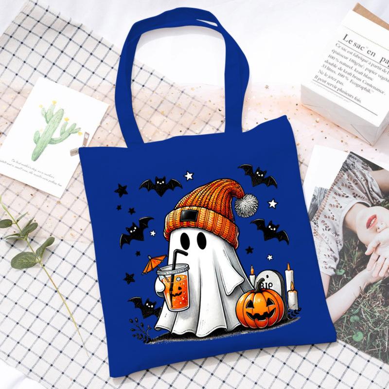 Halloween Printed Shoulder Bag Female Large Capacity Student Canvas Bag Tutoring Shopping Bag