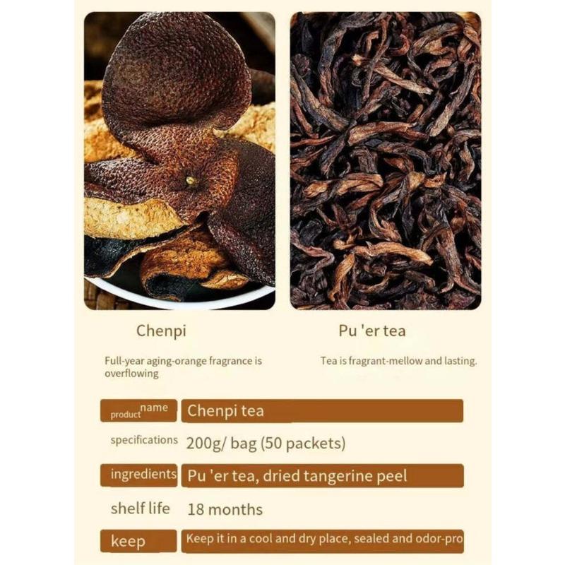 תה שחור פו-אר מיושן תה מבושל קליפת מנדרינה או תפוז מיובשת תה פו-אר יונאן