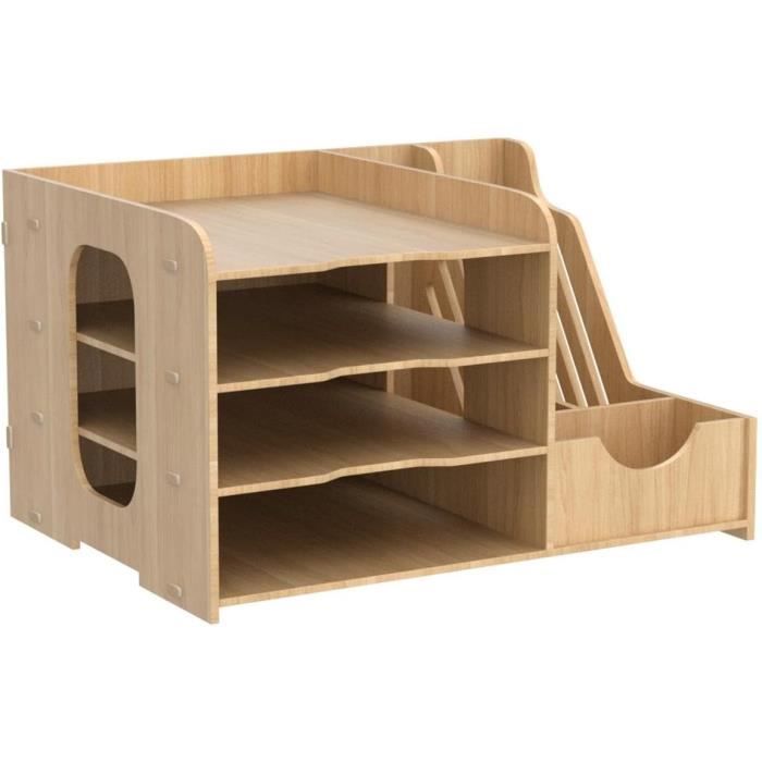 Organisateur de bureau - puncia - multifonctionnel - rangement en bois - 4 niveaux - écologique