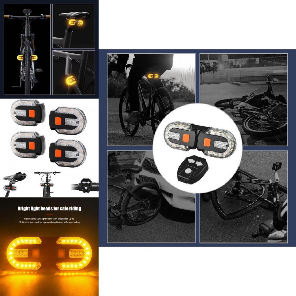 Bicycle Tail Light Wireless Remote Turn Signal With Charging For Night Cycling