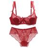 Europäisches und Amerikanisches Stil Dessous-Set mit Sexy Spitze Durchsichtiger Slip und Ein Push-up-BH zur Betonung Großer Brüste
