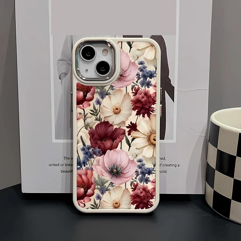 INS Fashion Advanced Flowers For iPhone 16 15 14 11 12 13 ProMax XS XR 8 7 Plus Case Cover 16 Pro Max Case
