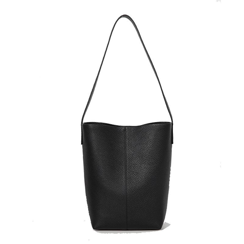 Bucket Bag, Leather Top Layer Bag, Women's Bag, Tote Bag, Large-capacity Single-shoulder and Underarm Bag