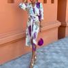 2026 New Spring Wear Women's Fashion Suit: Casual Long Sleeve Shirt Slit Long Skirt Set