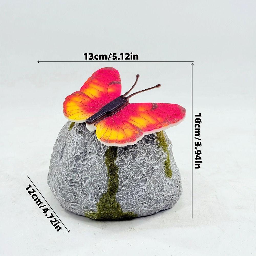 Simulation Stone Solar Butterfly Stone Lamp LED Light Imitation Stone Shape Outdoor Garden Landscape Light Butterfly