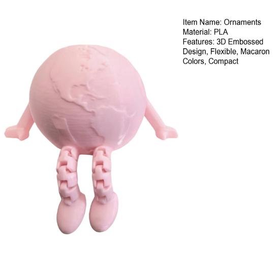 3D Printed Articulated Earth Figurine, Flexible Poseable Earth Buddy Statue, Cute Fidget Ornament, Matte Smooth Decor for Home Office Desk Car,