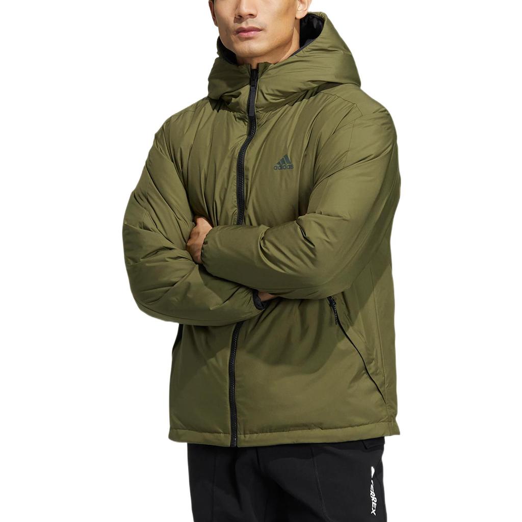 Adidas Reversible Down Jacket With Hood And Zipper Men Outerwear Green HR5243