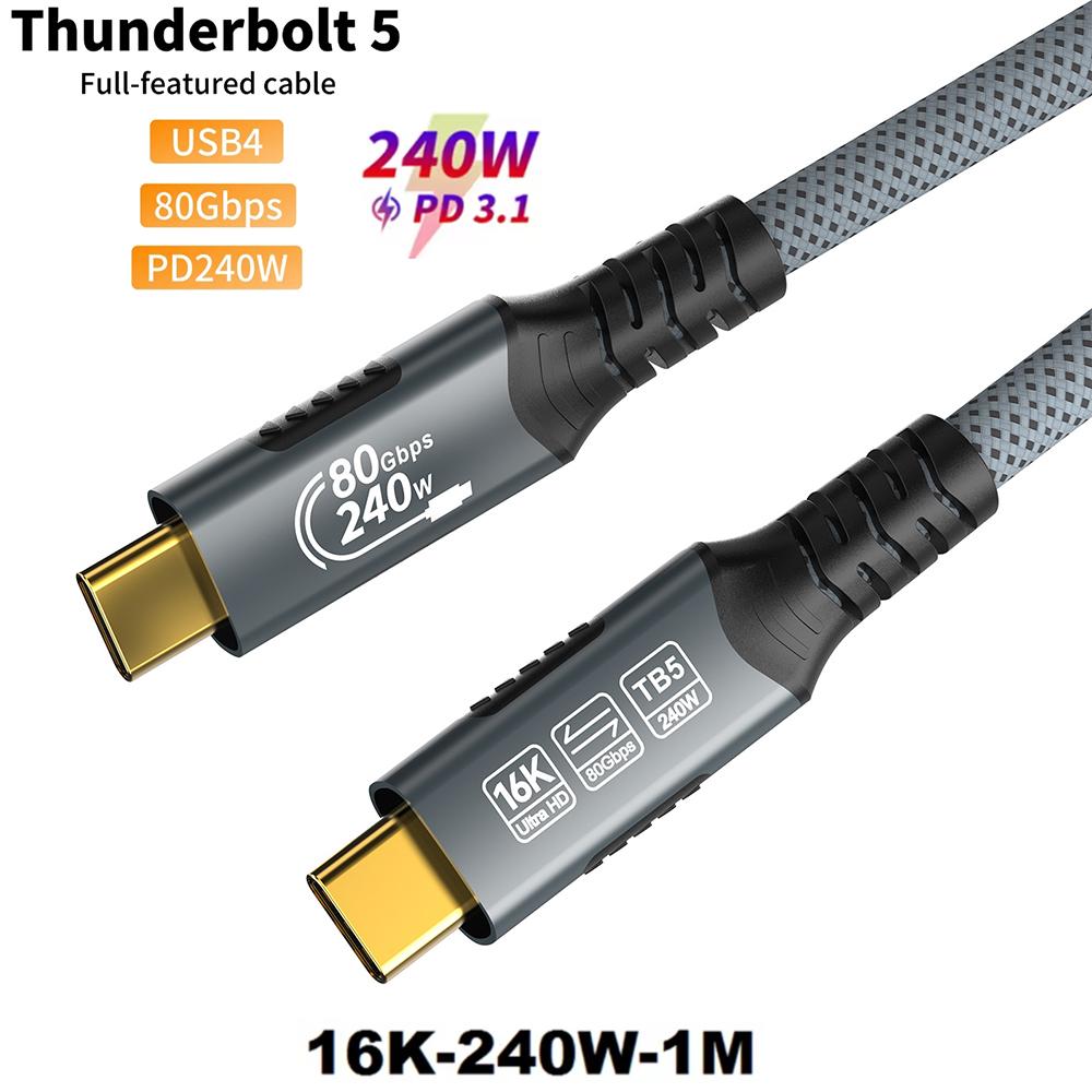 8K USB4 Type C Cable 40Gbps 240W PD3.1 QC4.0 For Samung Thunderbolt 4 Fast Charging Cable Thunderbolt3 USB C to C Data Transfer