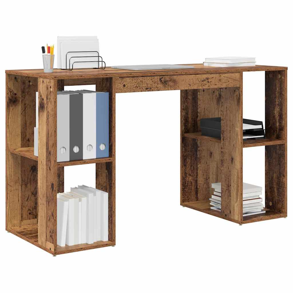 Desk with Shelf Rustic Wood Look 130 x 50.5 x 75 cm Engineered Wood