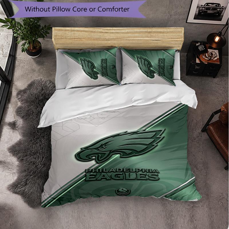 Set Biancheria da Letto in Microfibra con Fantasia Philadelphia Eagles 3 Pezzi Decorativo Copripiumino per Camera da Letto Uso Domestico