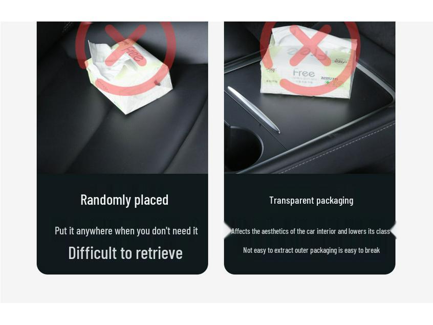 Tesla Model Y/3 Hidden Pull-out Tissue Box Car Accessory